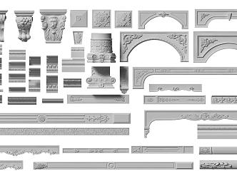 European-style plaster line carved corner flower 3d model