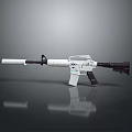 White Modern Toy Rifle With Black Barrel Stock And Magazine Design