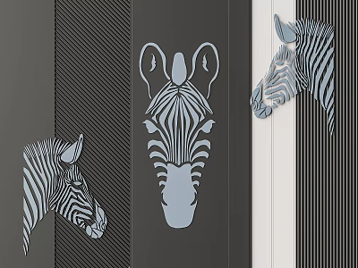 Modern Zebra Head Wall Decor With Stylish Striped Pattern For Home Interior 3d model