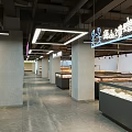 Spacious Supermarket Department Store Interior With Product Shelves And Display Counters
