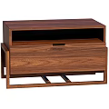 Modern Minimalist Walnut Wood Bedside Table With Drawer And Lower Open Shelf