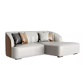 Modern White L Shaped Sectional Sofa With Multiple Accent Pillows And Sleek Design 3d model