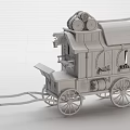 Wooden Carriage With Red Roof Wooden Barrels Lantern Windows And Wheels