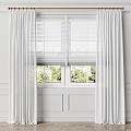 White Flowy Curtains With White Blinds And Green Plants By Window