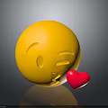 Cute Yellow Smiling Emoji Face Blowing Kiss With Red Heart Design