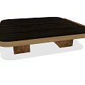 Modern Wooden Coffee Table With Dark Surface And Light Edge Support Legs 3d model