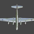 Vintage Silver Airplane Featuring Four Propellers Detailed Fuselage And Landing Gear