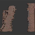 Red Brick Ancient Ruins Wall Structures With Fragmented Architectural Features 3d model