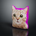 Adorable Cat Face Design on Soft Pink Decorative Pillow for Home Decor