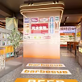 Modern Hotpot Restaurant Open Design With Neon Lights Marble Bar And Glass Windows