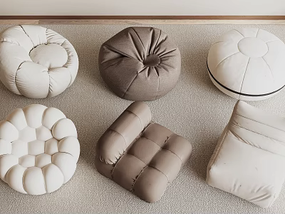 Various Styles Of Bean Bag Sofas In White And Brown For Home Living Room Decor 3d model