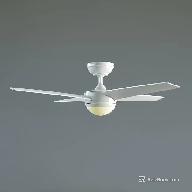 White Ceiling Fan With Light And Modern Design For Home Decoration 3d model 