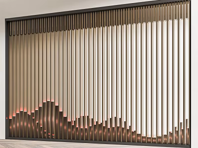Modern Room Divider With Vertical Slats Wooden White Color And Gradient Lighting Design 3d model
