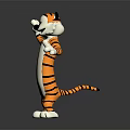Standing Knitted Tiger Doll With Open Arms Orange Stripes and White Belly