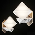 Elegant Diamond Shaped Wall Lamp With White Lampshade And Marble Base 3d model