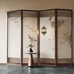 New Chinese-style screen partition 3d model