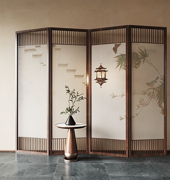 New Chinese-style screen partition 3d model