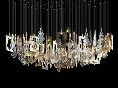 Modern Luxury Chandelier With Crystal Pendants Gold Metal Accents And Geometric Shapes 3d model