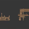 Three Ancient Brick Stone Architectural Ruin Models With Detailed Structures