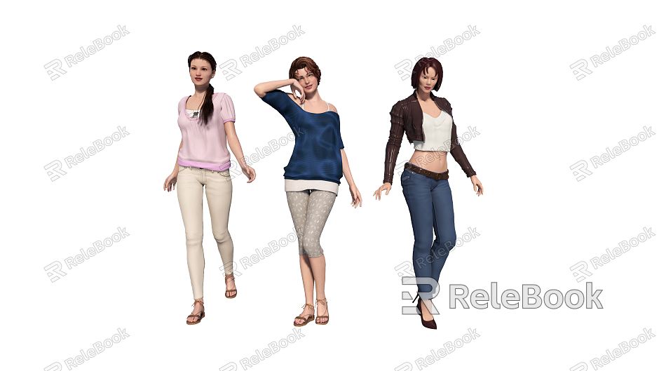 Modern multiplayer ladies with different postures model