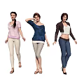 Modern multiplayer ladies with different postures 3d model