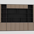 Modern Wooden File Cabinet With Open Shelves And Closed Storage Cabinets