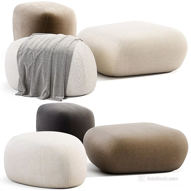 Modern Upholstered Shoe Stools In Multicolor Designs For Living Room Decor 3d model 