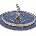 Classic Fountain Featuring Child Statue Holding Bucket on Circular Base with Inscriptions