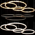 Modern Multiple Circular Ring Chandelier With Illuminated Metal Frame And Soft Glow 3d model