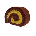 Delicious Chocolate Roll Cake With Yellow Creamy Filling And Spiral Swirl Design