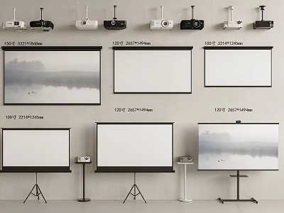 Projection Monitoring System Featuring HD Projectors Projection Screens Various Sizes Installation Types 3d model