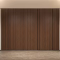 Modern Foyer Hallway With Wooden Panel Walls Dark Door And Beige Floor