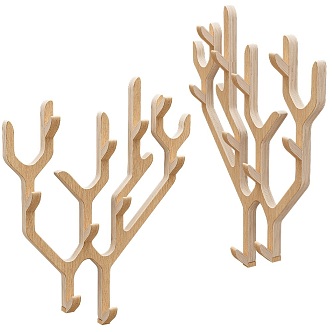 modern coat hook wooden antler coat hook 3d model