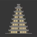 Traditional Block Built Tower With Multiple Floors Symmetrical Windows And Decorative Top
