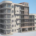 Modern Residential Building With White And Brown Brick Exterior Multiple Floors Balconies And Large Windows