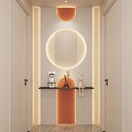 Cream Simple Style Arc Light Strip No Main Light Corridor End View Entrance 3d model