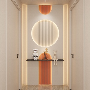 Cream Simple Style Arc Light Strip No Main Light Corridor End View Entrance 3d model