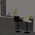 Modern Kitchen Island With Sink Faucet Green Plant Fruits And Bar Stools