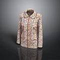 Stylish Tweed Jacket With Classic Collar And Multicolored Plaid Pattern Pockets For Daily Wear