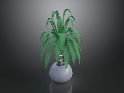 Elegant Floral Display With Green Plant In White Spherical Vase For Interior Decoration 3d model