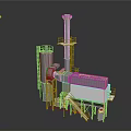 Shiny Industrial Metal Equipment With Tower Pipes Stairs And Platform