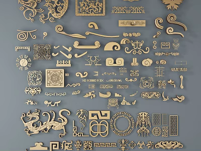 Exquisite Traditional Chinese Wooden Carvings With Various Intricate Patterns And Ornamental Elements 3d model