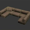 Brown Modern L Shaped Sectional Sofa With Soft Fabric Cushions And Comfortable Seats