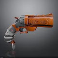 Red and Gray Cobra Flare Revolver Weapon With White and Red Striped Grip
