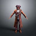 Man In Historical Pirate Attire Wearing Brown Coat And Bullet Belt