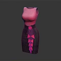 Sculptured Dress Art Piece With Pink Sleeveless Top Gray Skirt Belt And Bow