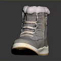 Cozy Gray Snow Boots With Soft Fur Collar And Lace Up Design White Sole