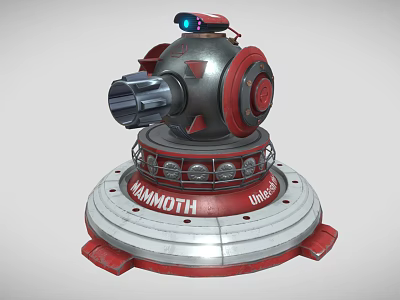 Red And Silver Mammoth Unit 58 Weapon With Blue Top Light And Red Bottom Ring 3d model