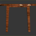 Round Red Wooden Table With Natural Light Wood Grain And Four Legs