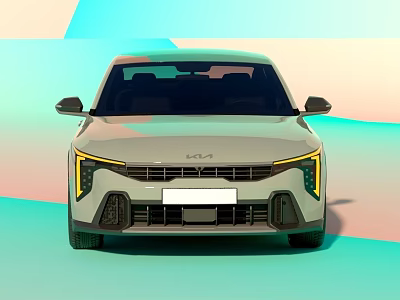 KIA Modern Car Front Design With Yellow Daytime Running Lights And Grille 3d model